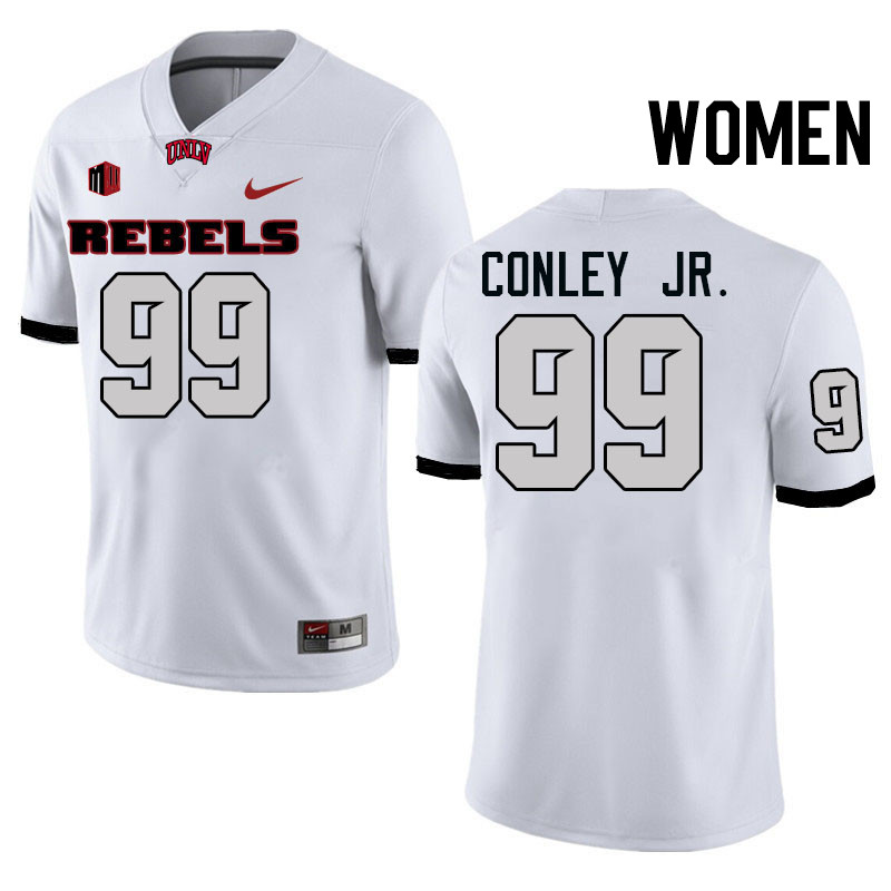 Women #99 Keith Conley Jr. UNLV Rebels College Football Jerseys Stitched-White